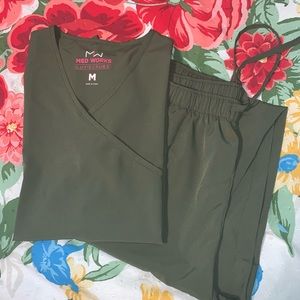 Olive green scrub set